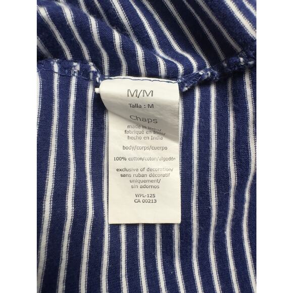 Chaps Polo Shirt Men’s Medium Navy White Striped Short Sleeve Classic Fit - Picture 6 of 10